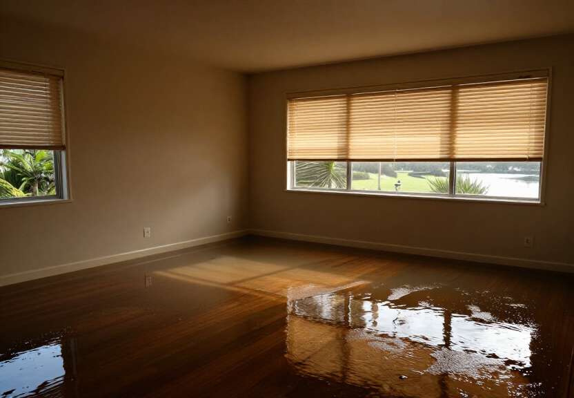 Flooded retail space in Cabarita before cleanup